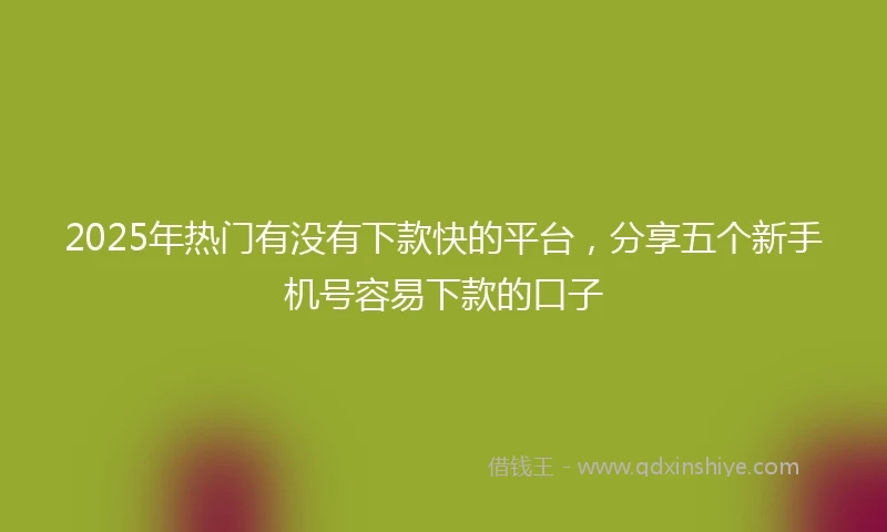 2025年热门有没有下款快的平台，分享五个新手机号容易下款的口子