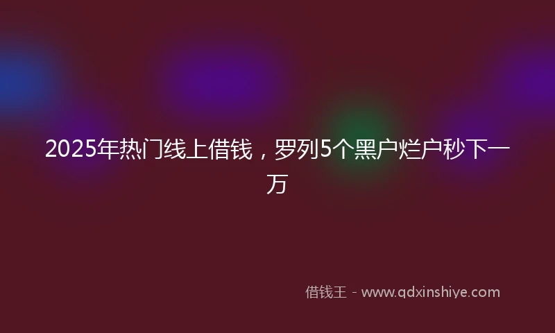 2025年热门线上借钱，罗列5个黑户烂户秒下一万