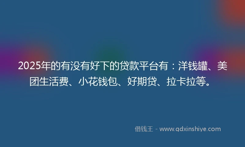 2025年的有没有好下的贷款平台有：洋钱罐、美团生活费、小花钱包、好期贷、拉卡拉等。