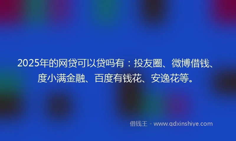 2025年的网贷可以贷吗有：投友圈、微博借钱、度小满金融、百度有钱花、安逸花等。