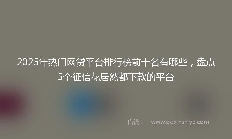 2025年热门网贷平台排行榜前十名有哪些，盘点5个征信花居然都下款的平台