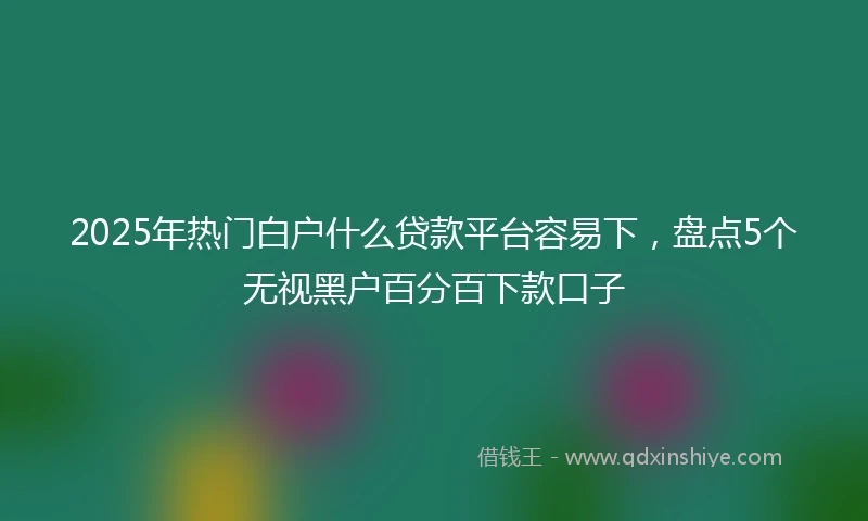 2025年热门白户什么贷款平台容易下，盘点5个无视黑户百分百下款口子