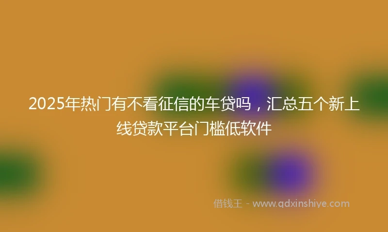 2025年热门有不看征信的车贷吗，汇总五个新上线贷款平台门槛低软件