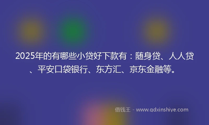 2025年的有哪些小贷好下款有：随身贷、人人贷、平安口袋银行、东方汇、京东金融等。