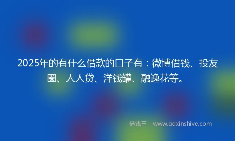 2025年的有什么借款的口子有：微博借钱、投友圈、人人贷、洋钱罐、融逸花等。