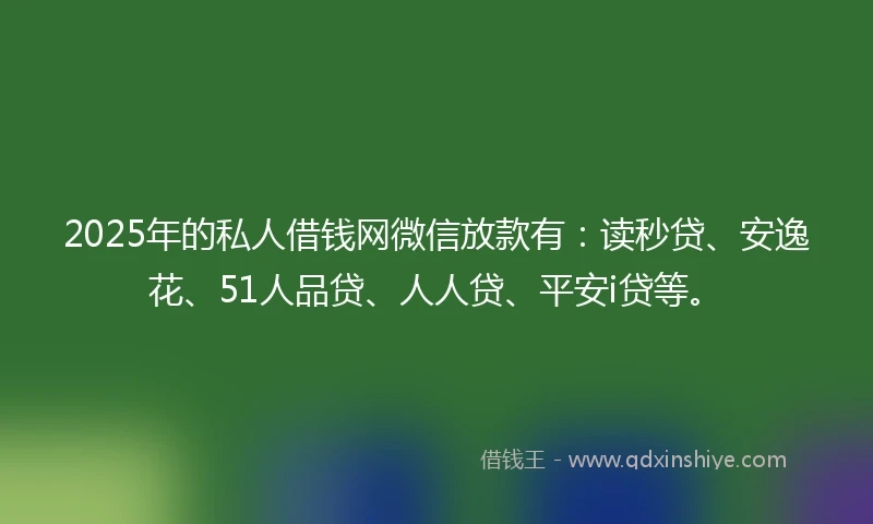 2025年的私人借钱网微信放款有：读秒贷、安逸花、51人品贷、人人贷、平安i贷等。