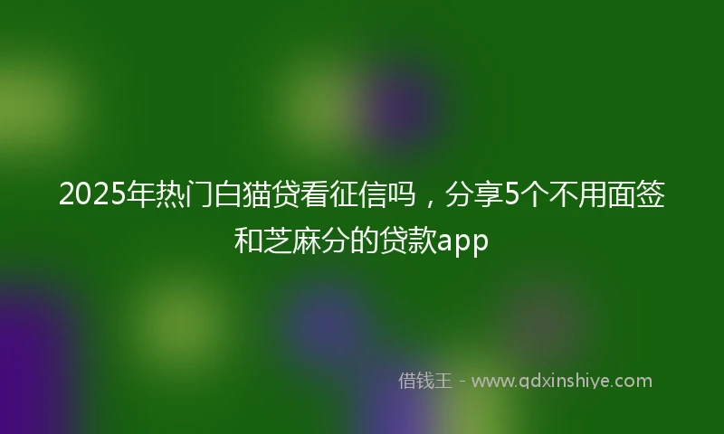 2025年热门白猫贷看征信吗，分享5个不用面签和芝麻分的贷款app