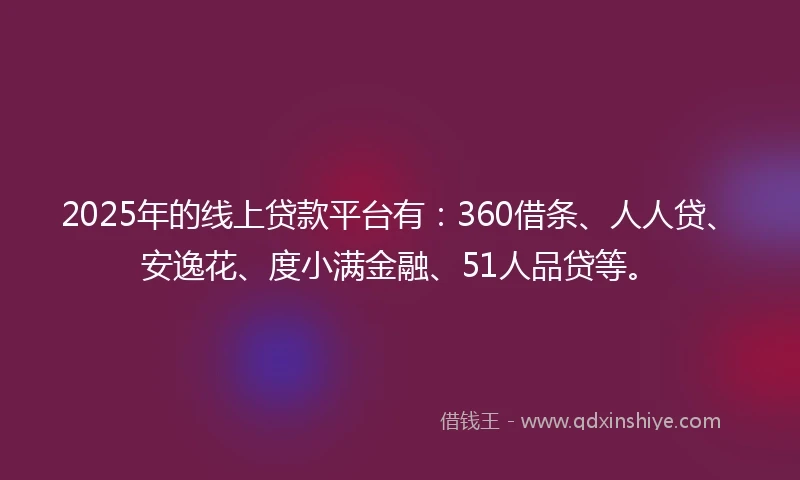 2025年的线上贷款平台有：360借条、人人贷、安逸花、度小满金融、51人品贷等。
