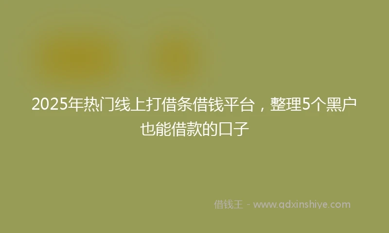 2025年热门线上打借条借钱平台，整理5个黑户也能借款的口子