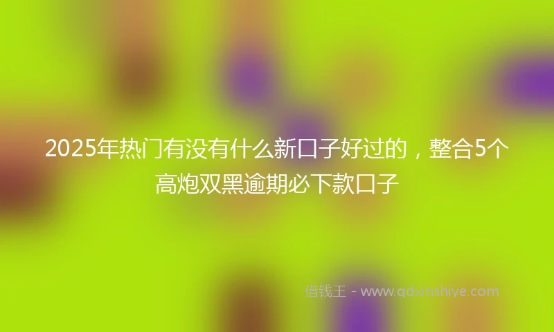 2025年热门有没有什么新口子好过的，整合5个高炮双黑逾期必下款口子