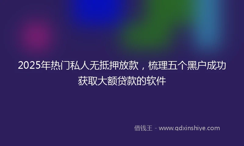 2025年热门私人无抵押放款，梳理五个黑户成功获取大额贷款的软件
