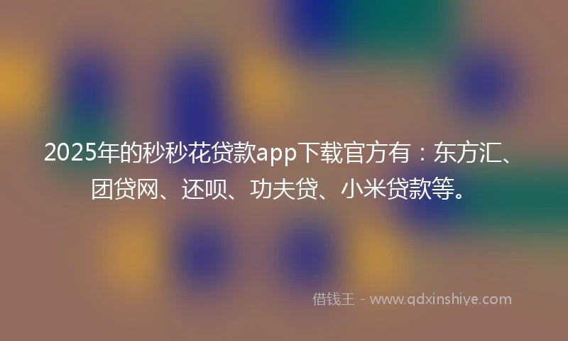 2025年的秒秒花贷款app下载官方有：东方汇、团贷网、还呗、功夫贷、小米贷款等。