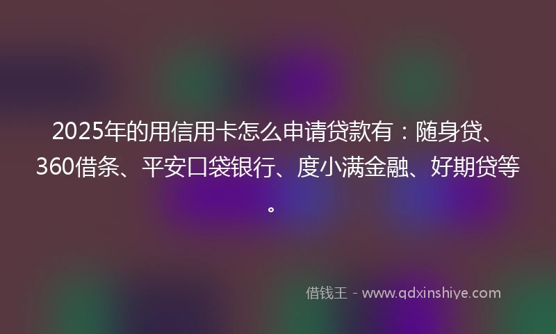2025年的用信用卡怎么申请贷款有：随身贷、360借条、平安口袋银行、度小满金融、好期贷等。