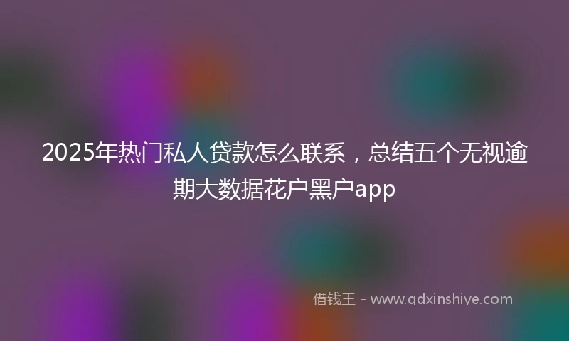 2025年热门私人贷款怎么联系，总结五个无视逾期大数据花户黑户app