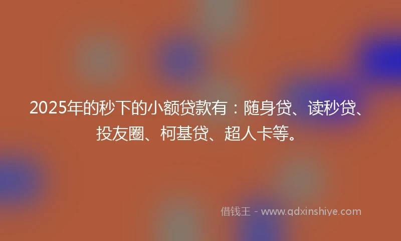 2025年的秒下的小额贷款有：随身贷、读秒贷、投友圈、柯基贷、超人卡等。