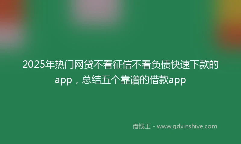 2025年热门网贷不看征信不看负债快速下款的app,总结五个靠谱的借款app