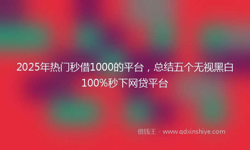 2025年热门秒借1000的平台，总结五个无视黑白100%秒下网贷平台