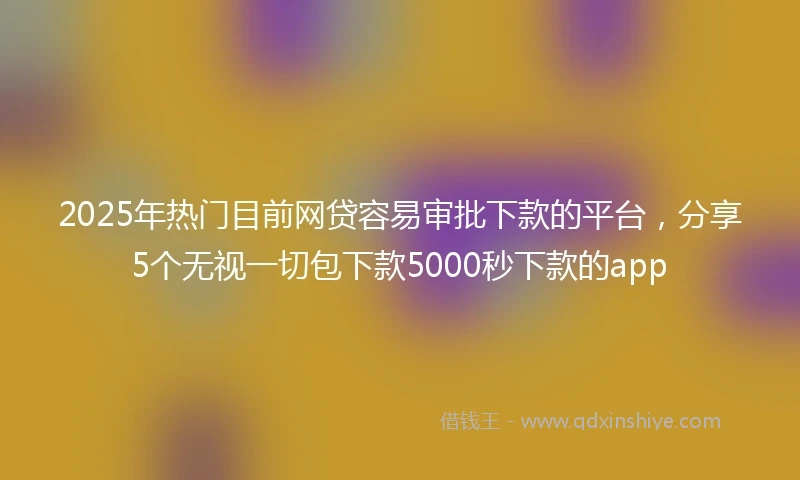 2025年热门目前网贷容易审批下款的平台，分享5个无视一切包下款5000秒下款的app