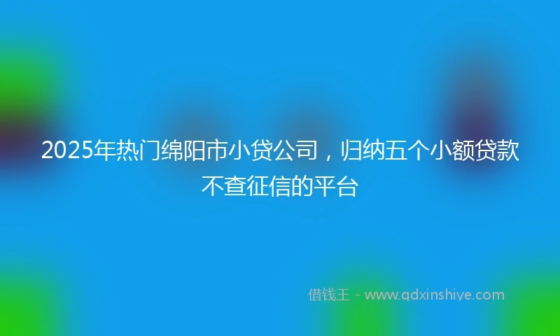 2025年热门绵阳市小贷公司，归纳五个小额贷款不查征信的平台