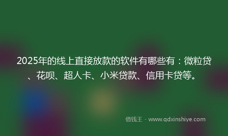 2025年的线上直接放款的软件有哪些有：微粒贷、花呗、超人卡、小米贷款、信用卡贷等。