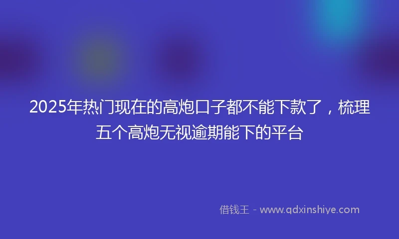 2025年热门现在的高炮口子都不能下款了，梳理五个高炮无视逾期能下的平台