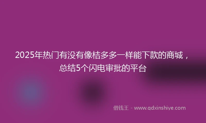 2025年热门有没有像桔多多一样能下款的商城，总结5个闪电审批的平台
