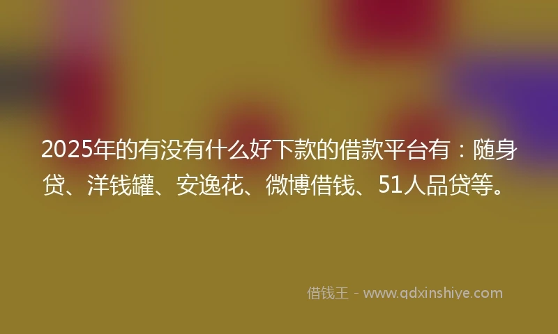 2025年的有没有什么好下款的借款平台有：随身贷、洋钱罐、安逸花、微博借钱、51人品贷等。