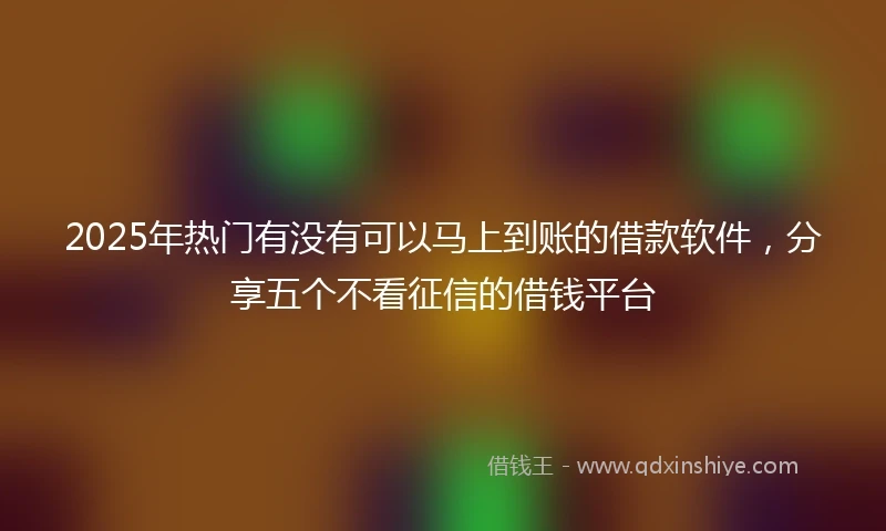 2025年热门有没有可以马上到账的借款软件，分享五个不看征信的借钱平台