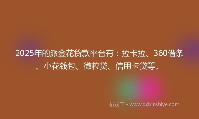 2025年的派金花贷款平台有：拉卡拉、360借条、小花钱包、微粒贷、信用卡贷等。