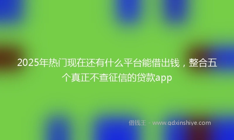 2025年热门现在还有什么平台能借出钱，整合五个真正不查征信的贷款app