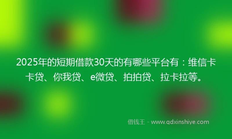 2025年的短期借款30天的有哪些平台有：维信卡卡贷、你我贷、e微贷、拍拍贷、拉卡拉等。