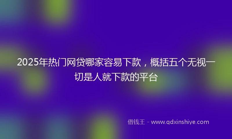 2025年热门网贷哪家容易下款，概括五个无视一切是人就下款的平台