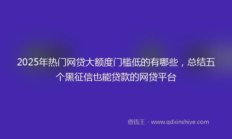 2025年热门网贷大额度门槛低的有哪些，总结五个黑征信也能贷款的网贷平台