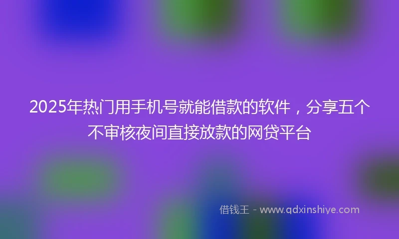 2025年热门用手机号就能借款的软件，分享五个不审核夜间直接放款的网贷平台