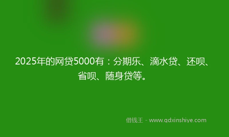 2025年的网贷5000有：分期乐、滴水贷、还呗、省呗、随身贷等。