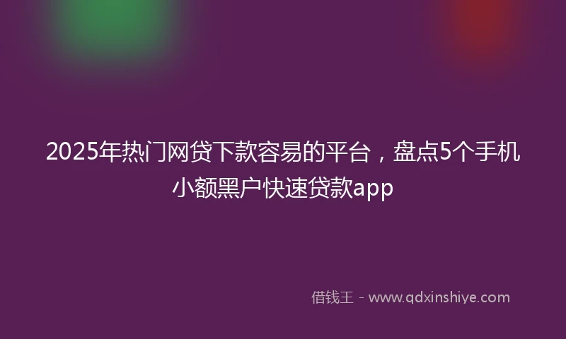 2025年热门网贷下款容易的平台，盘点5个手机小额黑户快速贷款app