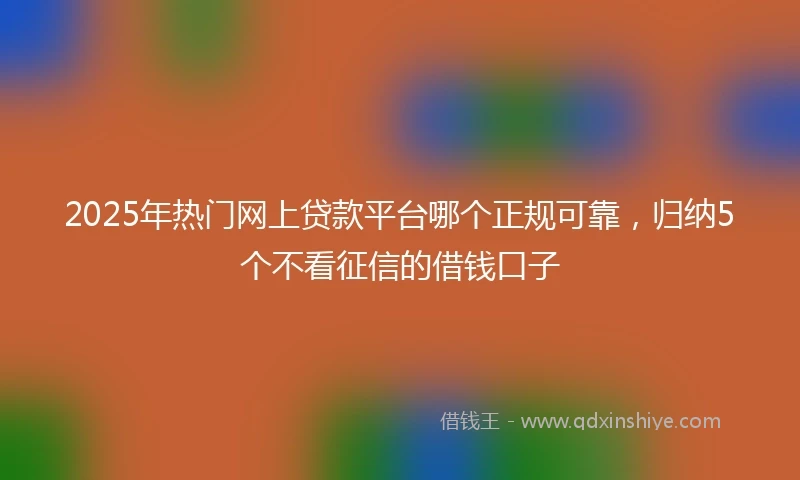 2025年热门网上贷款平台哪个正规可靠，归纳5个不看征信的借钱口子