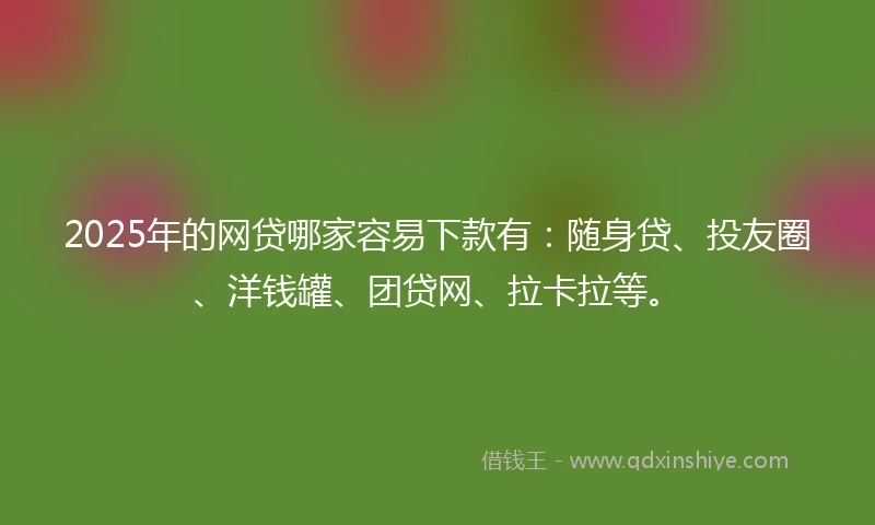2025年的网贷哪家容易下款有：随身贷、投友圈、洋钱罐、团贷网、拉卡拉等。