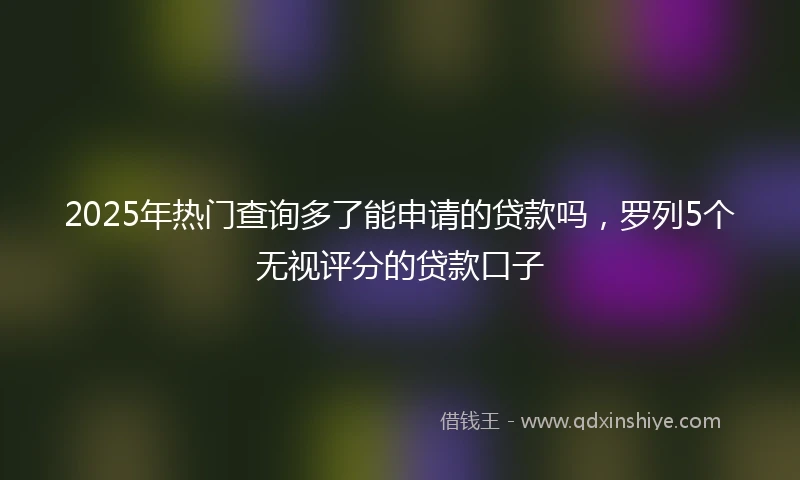 2025年热门查询多了能申请的贷款吗，罗列5个无视评分的贷款口子