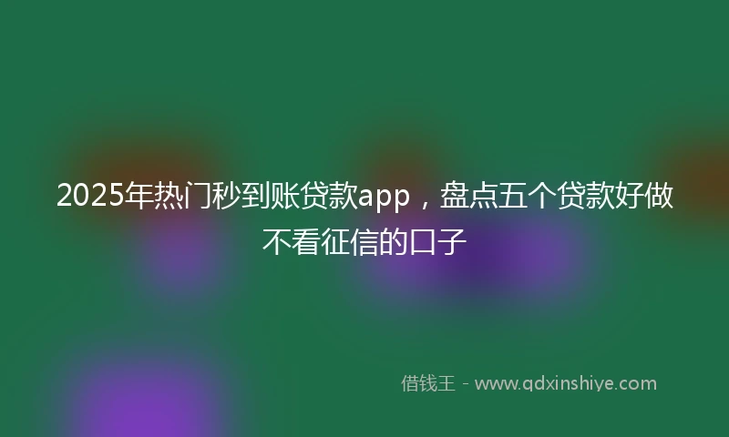 2025年热门秒到账贷款app，盘点五个贷款好做不看征信的口子