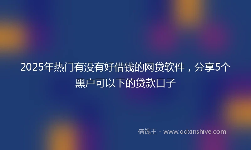 2025年热门有没有好借钱的网贷软件，分享5个黑户可以下的贷款口子