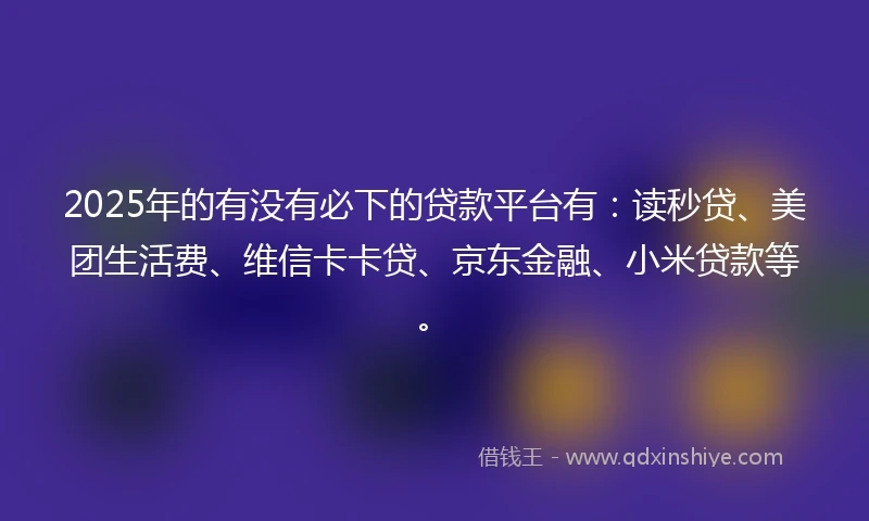 2025年的有没有必下的贷款平台有：读秒贷、美团生活费、维信卡卡贷、京东金融、小米贷款等。