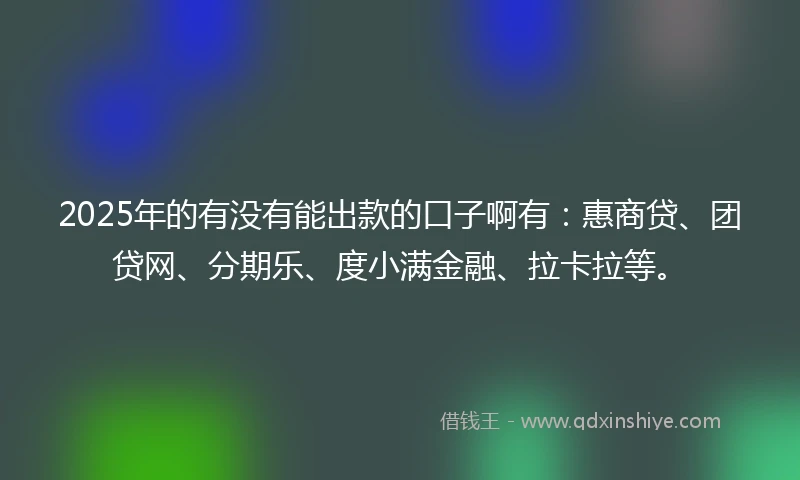 2025年的有没有能出款的口子啊有：惠商贷、团贷网、分期乐、度小满金融、拉卡拉等。