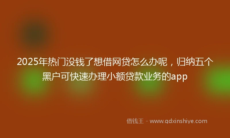 2025年热门没钱了想借网贷怎么办呢，归纳五个黑户可快速办理小额贷款业务的app