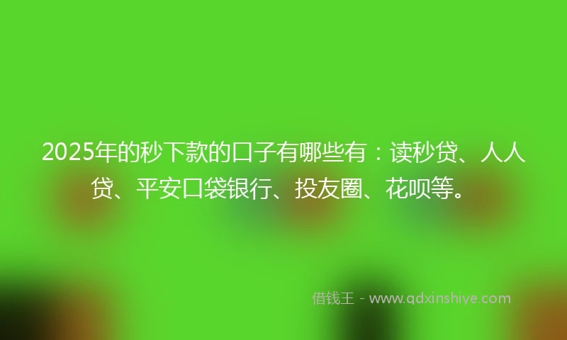 2025年的秒下款的口子有哪些有：读秒贷、人人贷、平安口袋银行、投友圈、花呗等。