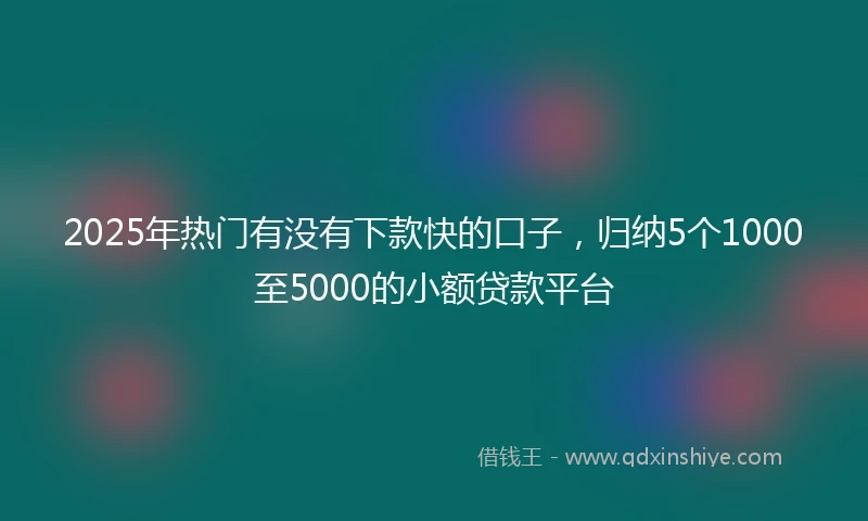 2025年热门有没有下款快的口子，归纳5个1000至5000的小额贷款平台