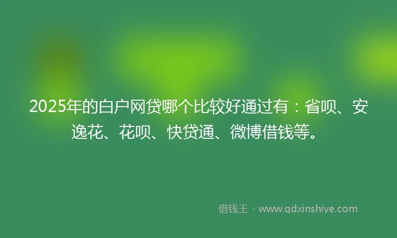 2025年的白户网贷哪个比较好通过有：省呗、安逸花、花呗、快贷通、微博借钱等。