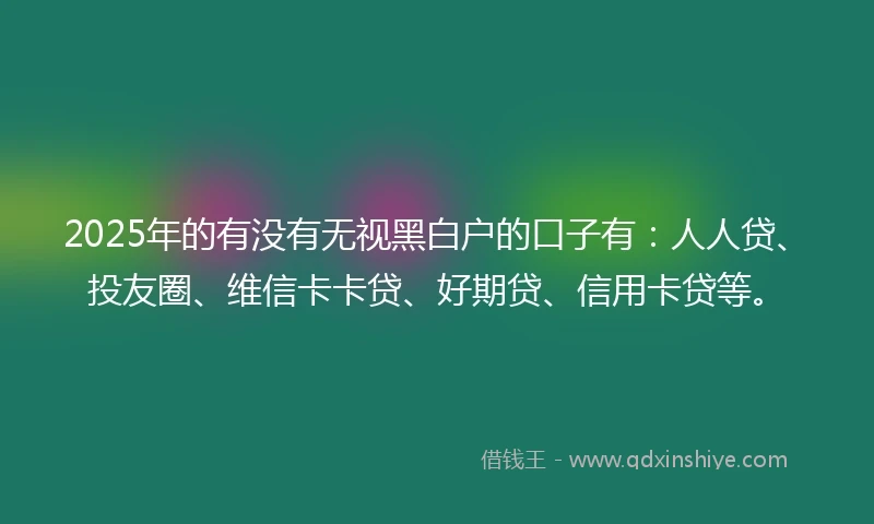 2025年的有没有无视黑白户的口子有：人人贷、投友圈、维信卡卡贷、好期贷、信用卡贷等。
