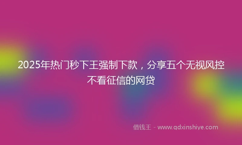 2025年热门秒下王强制下款，分享五个无视风控不看征信的网贷