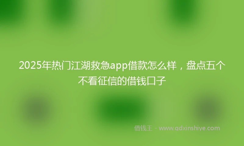 2025年热门江湖救急app借款怎么样，盘点五个不看征信的借钱口子
